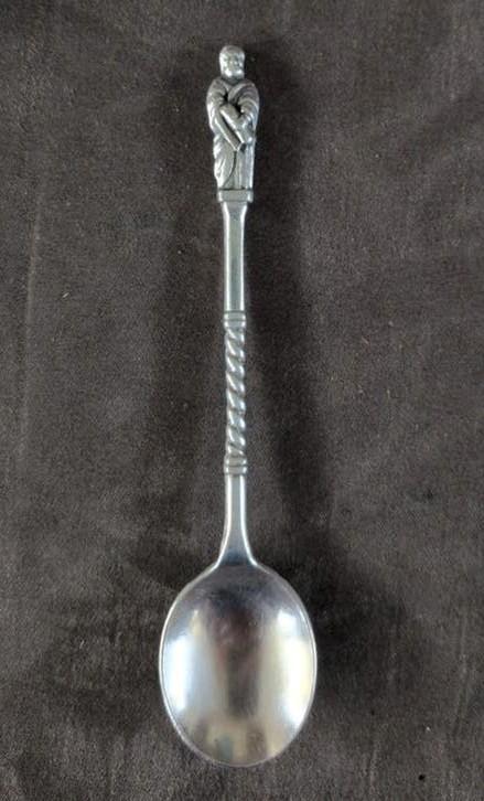 Verzilverde Apostellepel met Getordeerde Steel, Antiek en Kunst, Ophalen of Verzenden