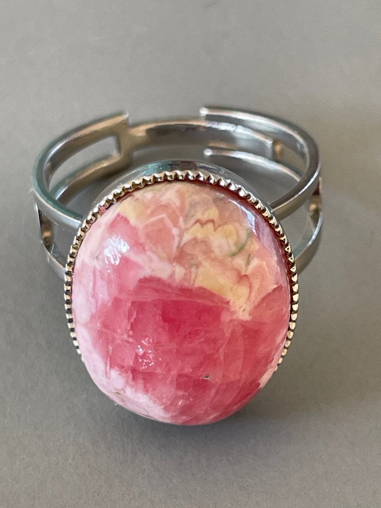 Ring met rhodochrosiet, Ophalen, Overige materialen, Ring, Met edelsteen