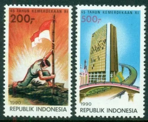 Indonesie 1990 - ZBL1434-1435- Onafhankelijkheid   - b1, Verzenden, Postfris, Zuidoost-Azië