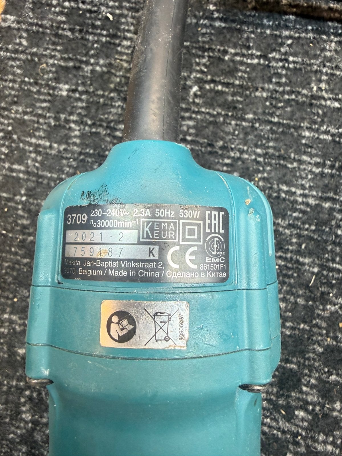 Makita 3709 Kantenfrees 530W, Kantenfrees, Ss, Ophalen of Verzenden, Zo goed als nieuw