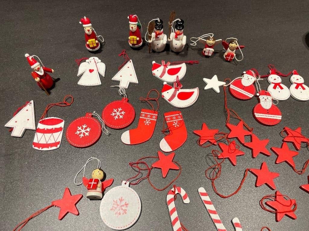 Houten kersthangers kerstornament voor in de kerstboom 38x, Diversen, Ophalen of Verzenden, Zo goed als nieuw