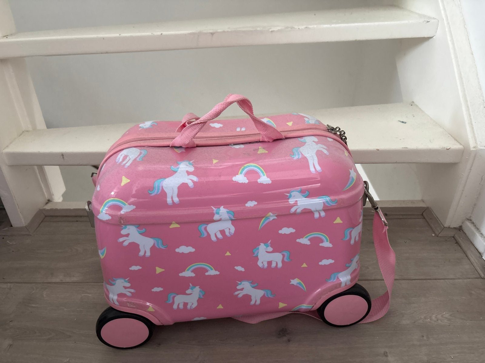 Roze Eenhoorn Kinderkoffer met Wieltjes, Gebruikt, Hard kunststof, Minder dan 50 cm, Minder dan 35 cm