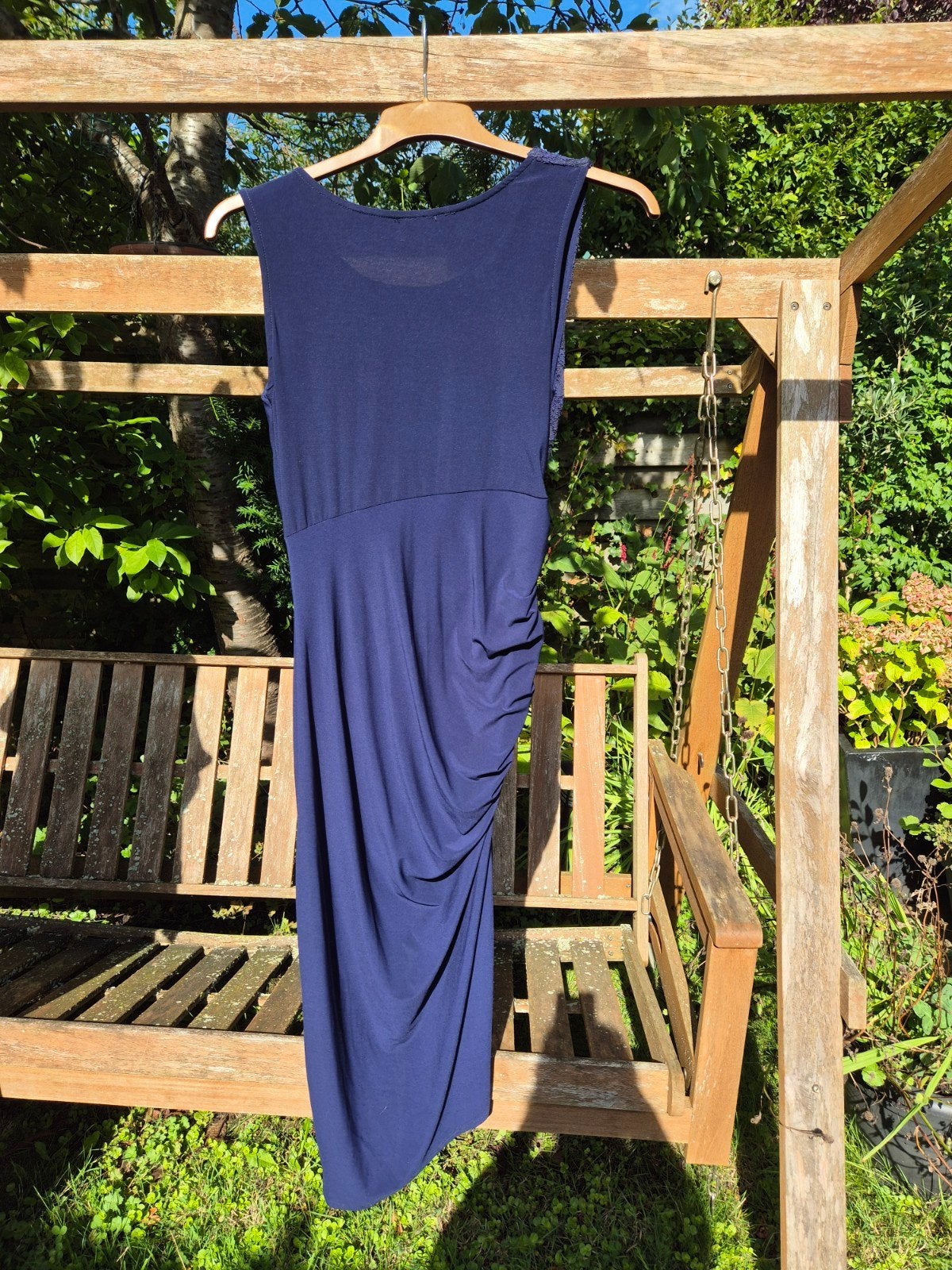 Lange avond jurk met split en overslag. Kleedt mooi af, Kleding | Dames, Blauw, Zo goed als nieuw, Ophalen, Maat 38/40 (M)