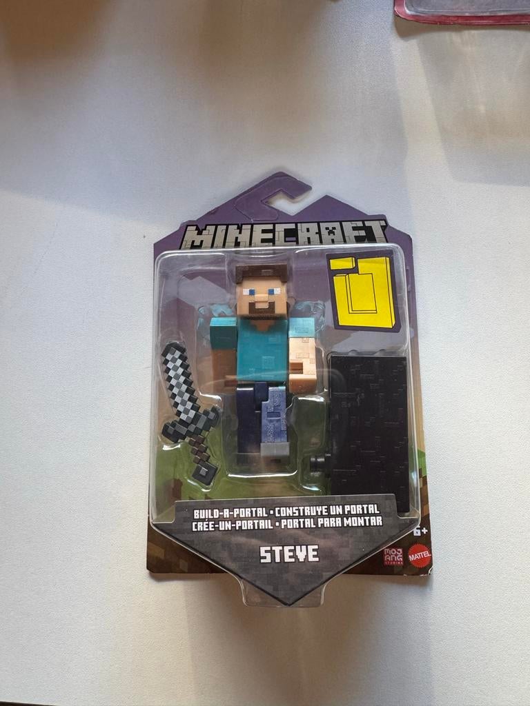 Minecraft Steve actiefiguur met zwaard en portaal, Ophalen of Verzenden, Nieuw
