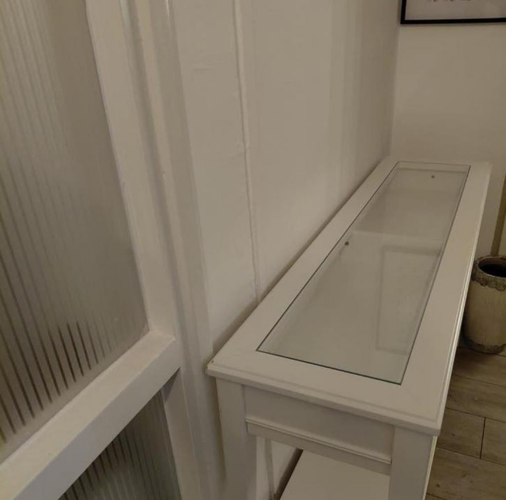 Witte sidetable, Huis en Inrichting, Tafels | Sidetables, Ophalen, 25 tot 50 cm, Rechthoekig, 100 tot 150 cm