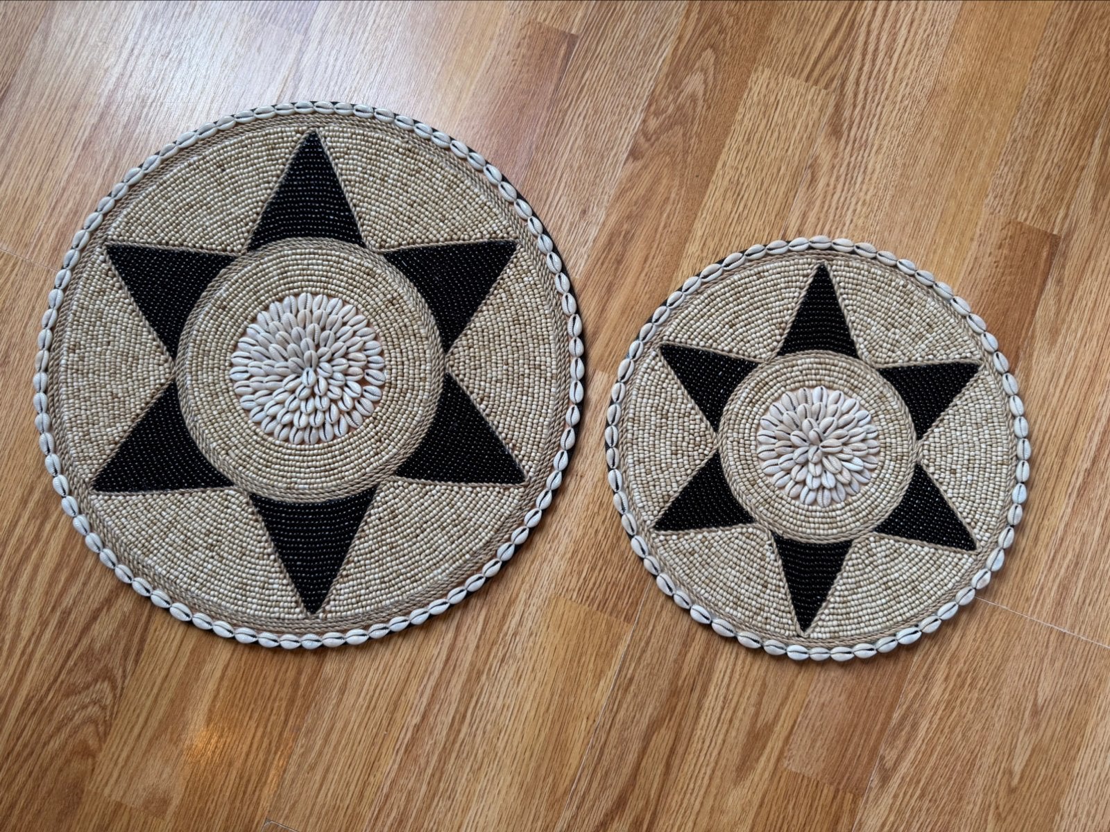 Rond wand hanger bord los decoratie Bali kralen zwart bruin, Ophalen, Meerkleurig, Nieuw, Natuurlijk materiaal