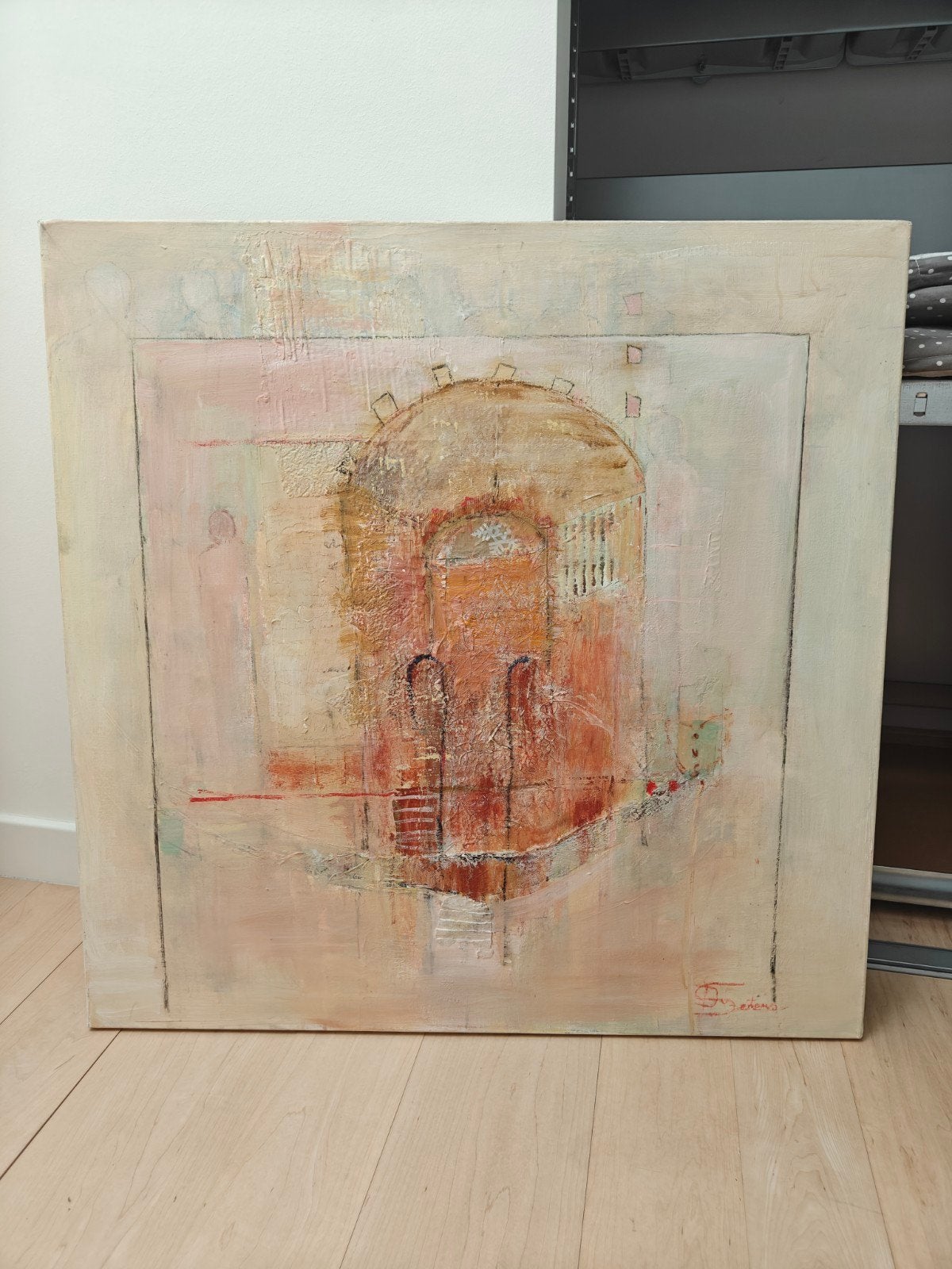 Abstract Schilderij met Warme Tinten en Textuur, Ophalen