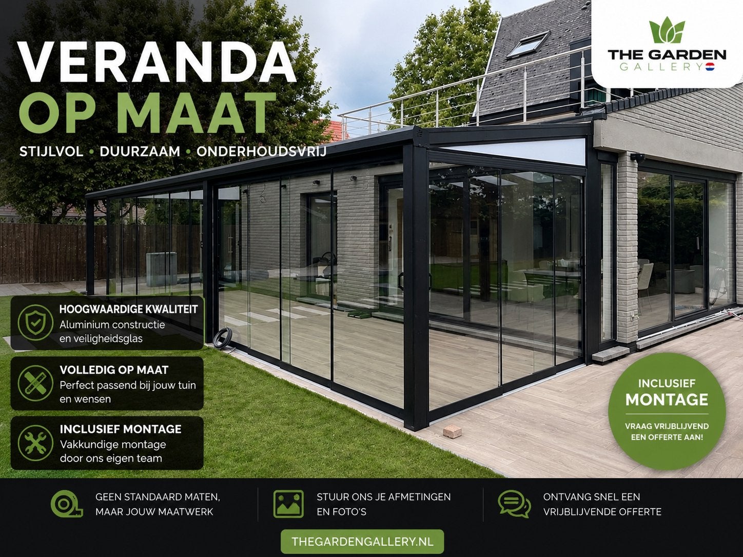 VERANDA / TERRASOVERKAPPING OP MAAT | INCL. MONTAGE, Ophalen, Nieuw, Veranda