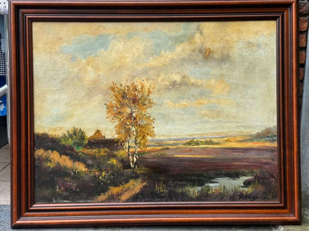 olieverfschilderij van een landschap, Antiek en Kunst, Kunst | Schilderijen | Klassiek, Ophalen of Verzenden