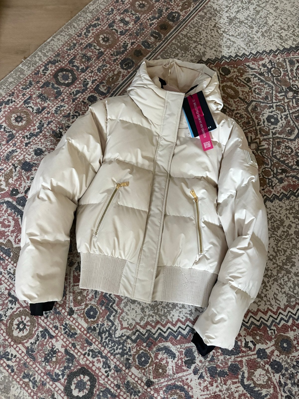 Nikkie Ski/Winterjas Numa Glitter beige - maat 36, Kleding | Dames, Ophalen of Verzenden, Nieuw, Maat 36 (S), Beige