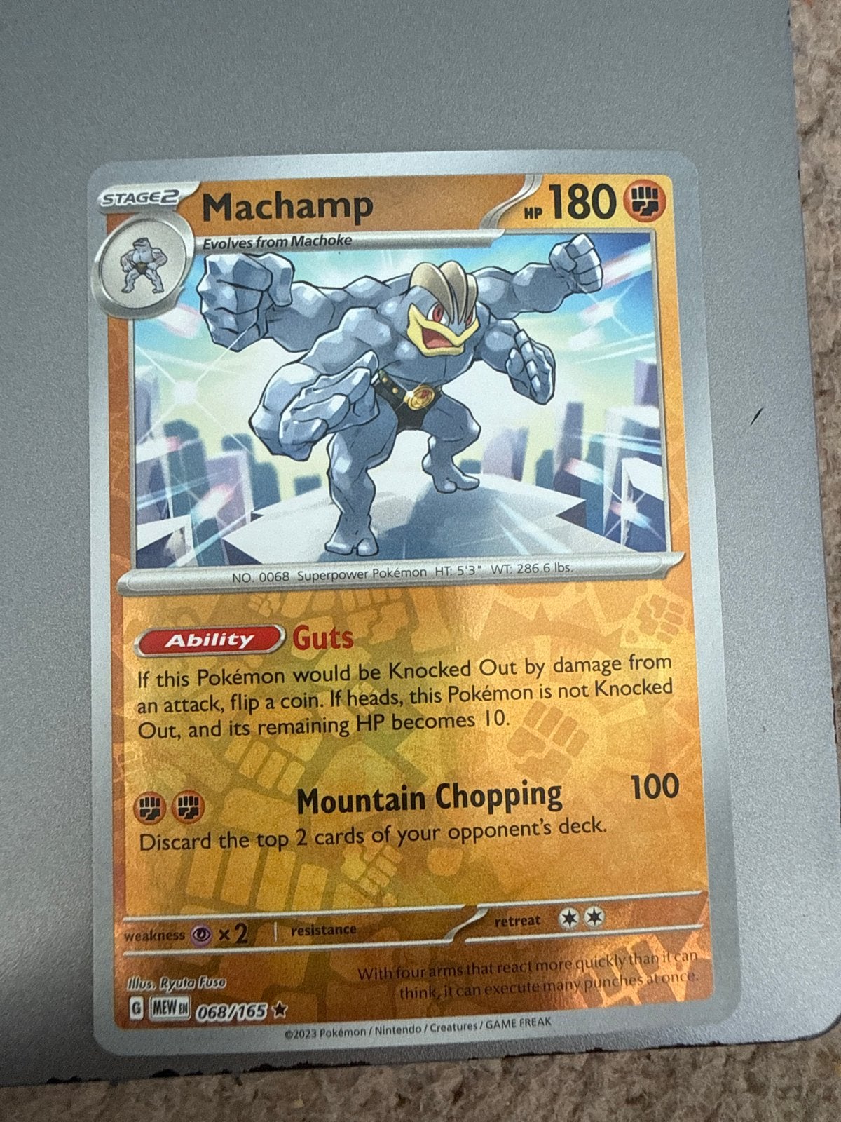 Machamp Pokémon Kaart - Mew Set 068/165, Ophalen of Verzenden, Zo goed als nieuw, Losse kaart