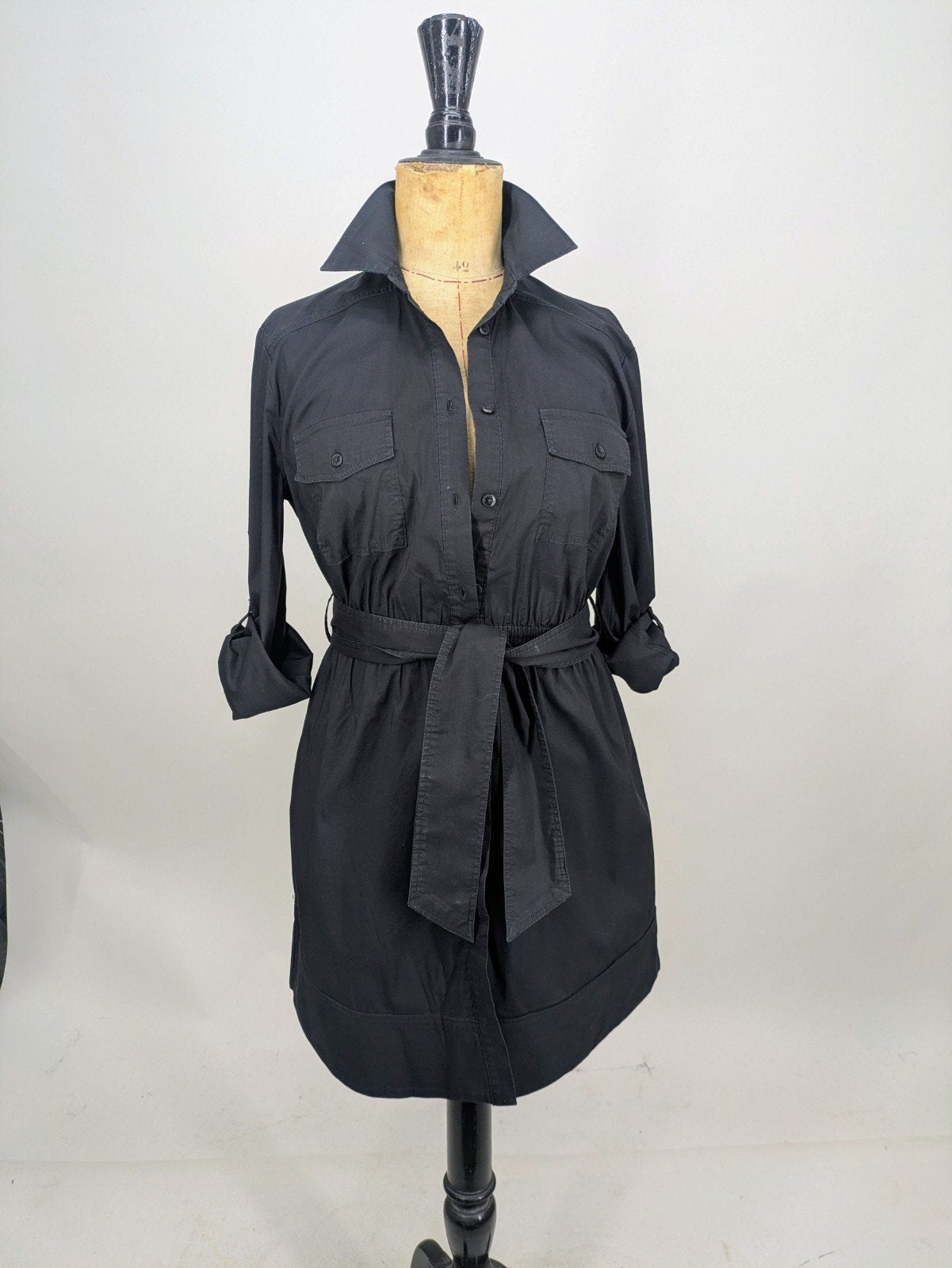 Zwarte overhemdjurk met ceintuur, Guess, Zwart, Guess, Onbekend