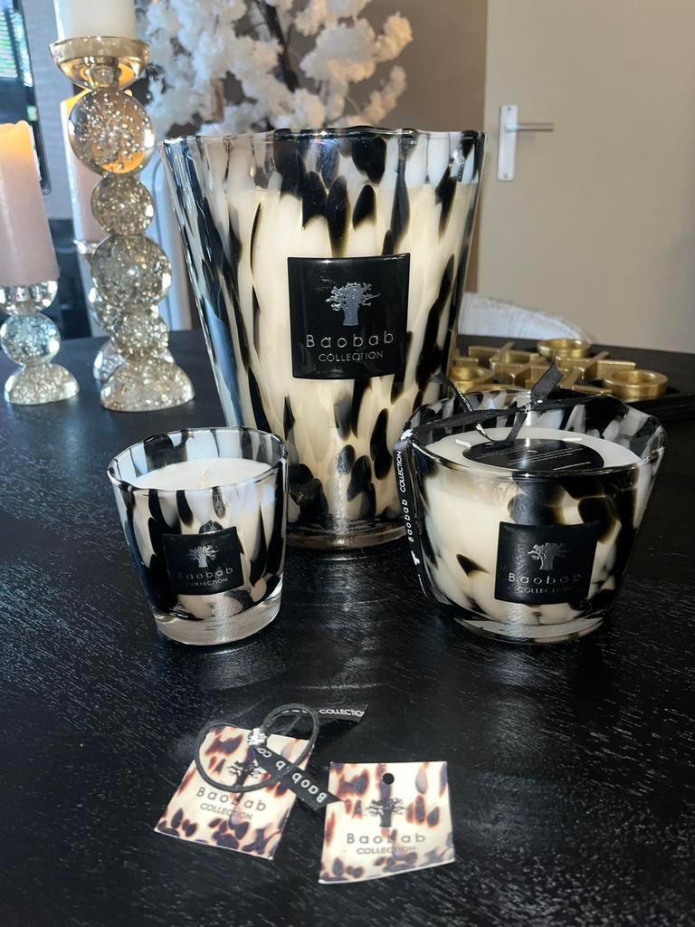 Baobab Kaarsen Black Pearls, Huis en Inrichting, Woonaccessoires | Kandelaars en Kaarsen, Overige materialen, Zwart, Ophalen of Verzenden