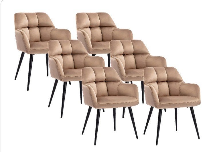 6 x PEGA eetkamerstoelen Vente-Unique beige/taupe fluweel, Ophalen, Gebruikt, Overige kleuren, Metaal