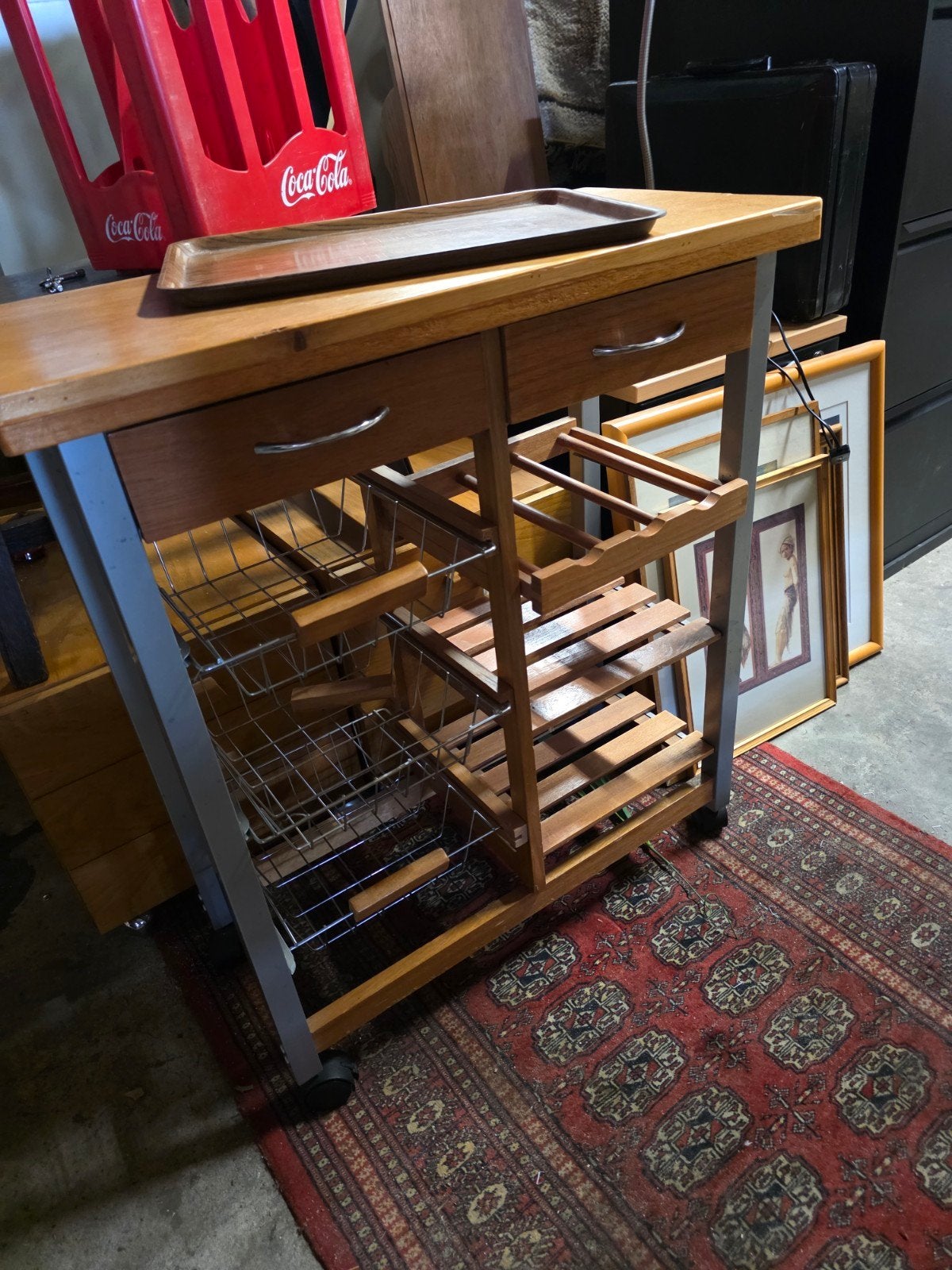 Leuke keukentrolley met opbergruimte., Keukentrolley, Ophalen, Gebruikt, Hout
