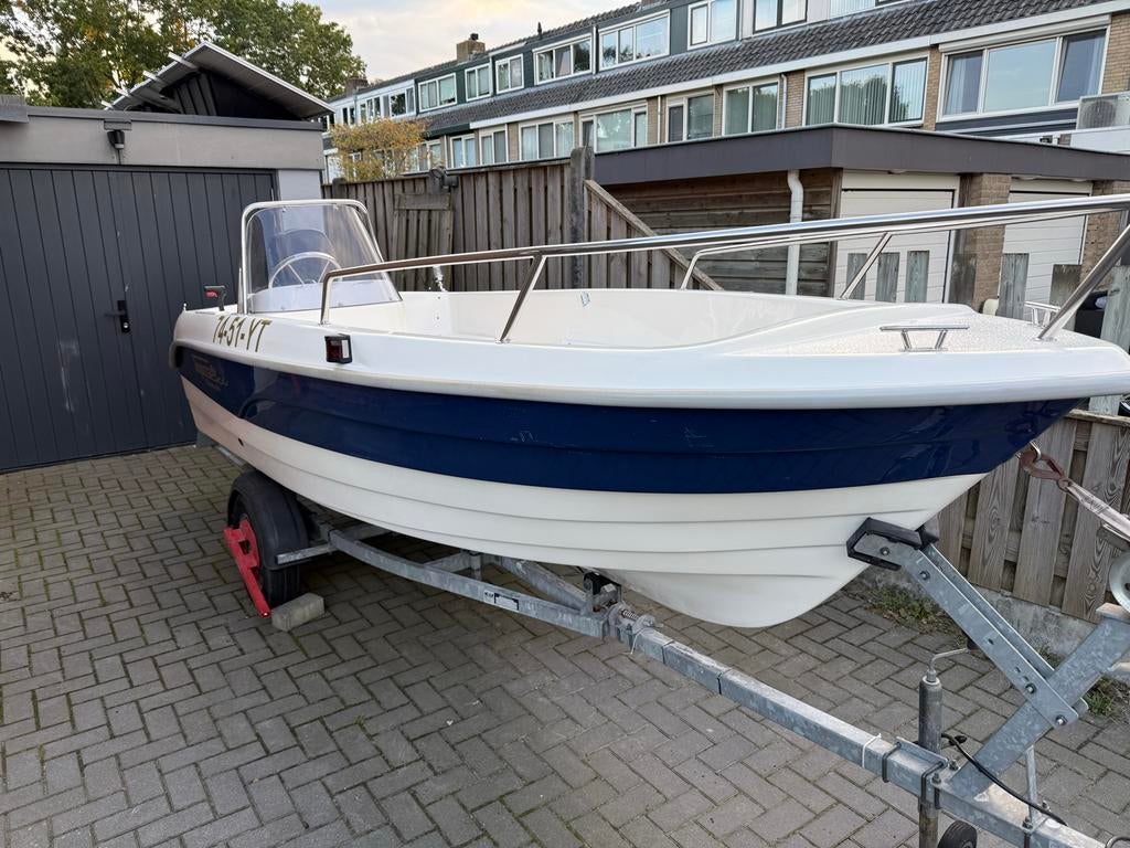 Topcraft 440 millenium / 25pk Mercury / trailer, Watersport en Boten, Motorboten en Motorjachten, Ophalen, Buitenboordmotor, Trailer