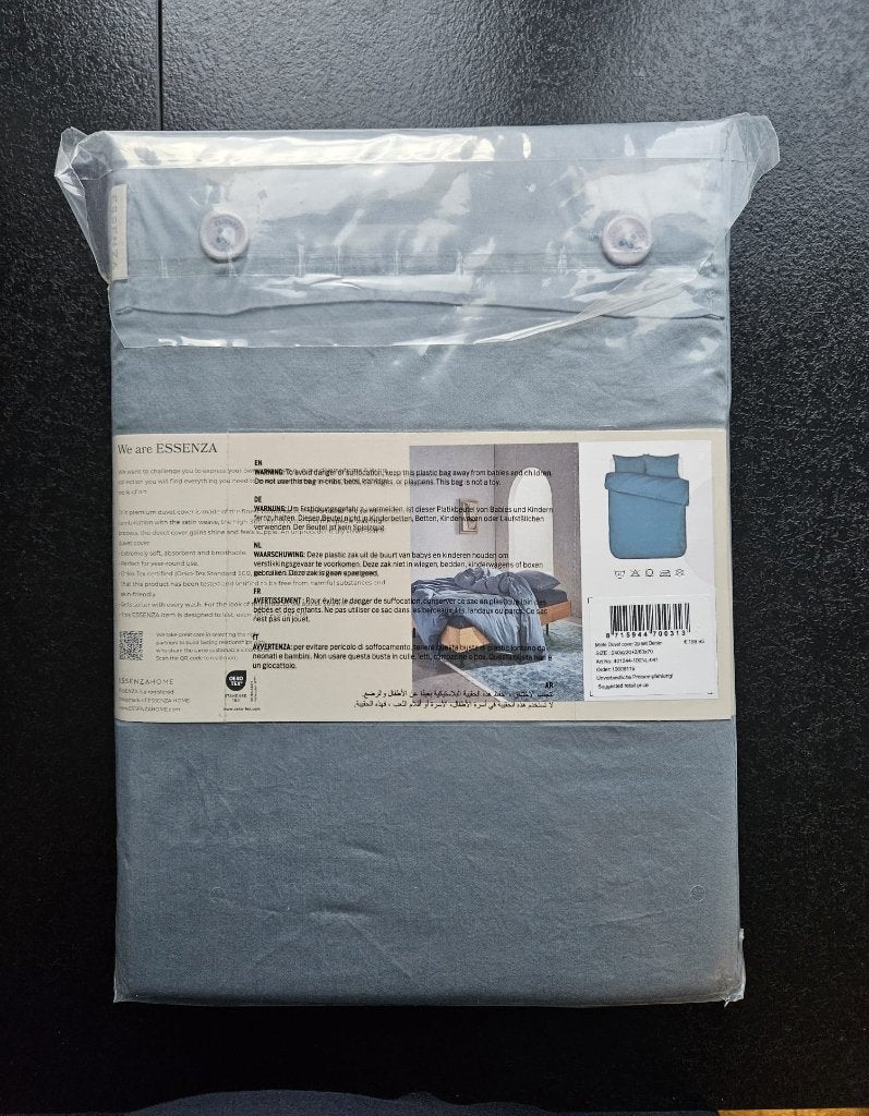 Nieuw in verpakking Essenza Minte Denim Blue Dekbedovertrek, Huis en Inrichting, Blauw, Dekbedovertrek, Ophalen of Verzenden, Overige merken