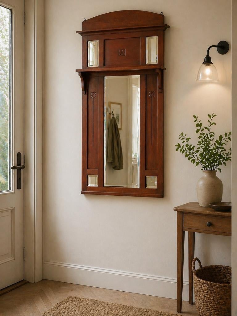 Antieke spiegel met facetgeslepen randen, 70x127 cm, Huis en Inrichting, Woonaccessoires | Spiegels, Ophalen, Gebruikt, 100 tot 150 cm