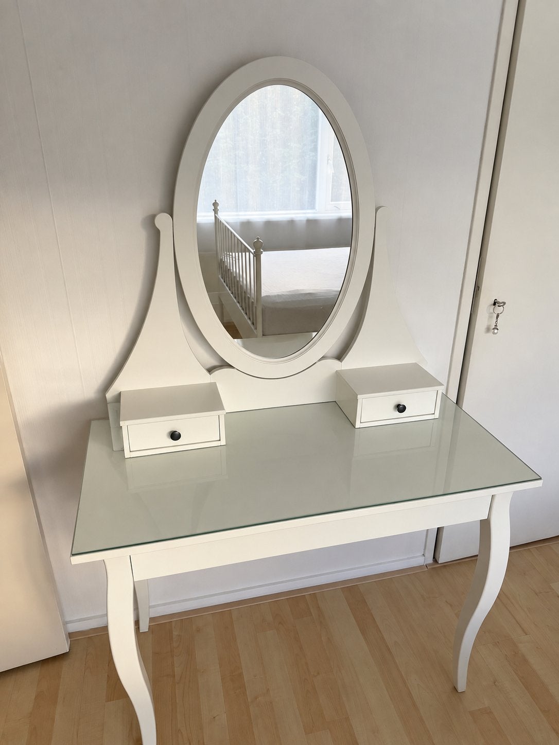 Toilettafel met spiegel, wit, 100x50 cm, Ophalen, Zo goed als nieuw, 50 tot 100 cm, Minder dan 100 cm