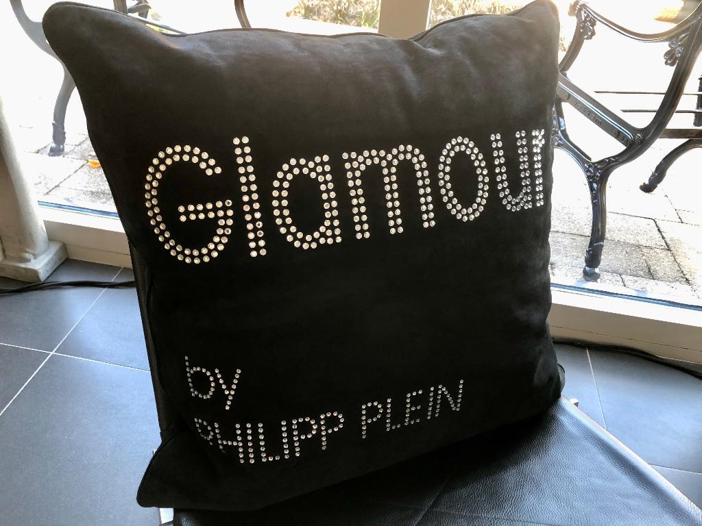 Glamour kussen Swarovski by Philipp Plein 70 x 70 cm 2 stuks, Huis en Inrichting, Ophalen, Gebruikt, Zwart, Vierkant