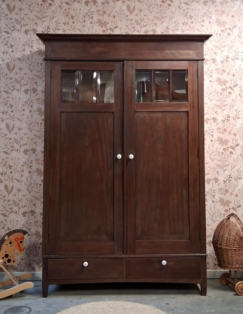 Vintage demontabele houten kledingkast ‘Vayèn’, Huis en Inrichting, Kasten | Kledingkasten, 100 tot 150 cm, Vintage, Josièfine Vintage Line