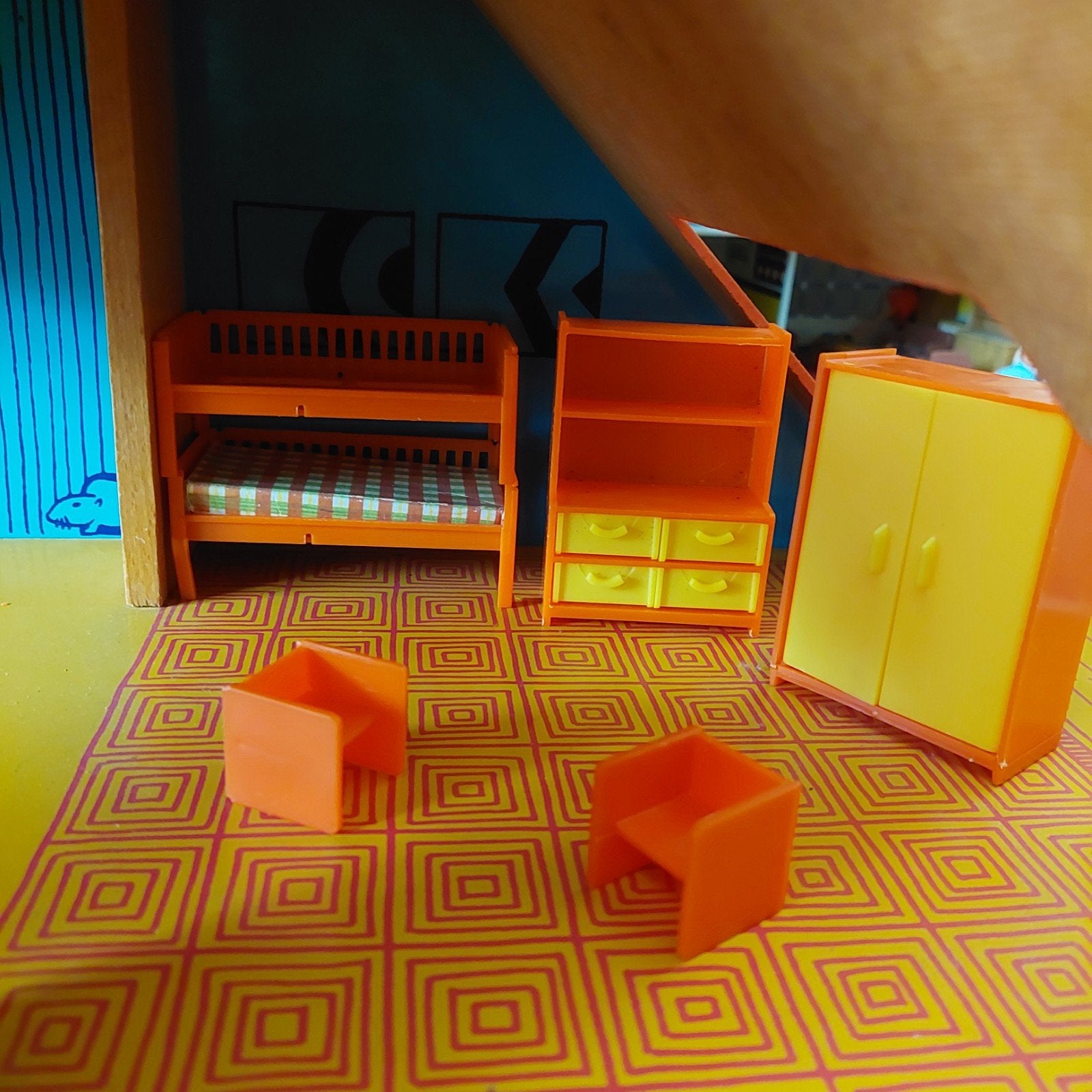 jean west germany poppenhuis set oranje, Ophalen of Verzenden, Zo goed als nieuw, Poppenhuis