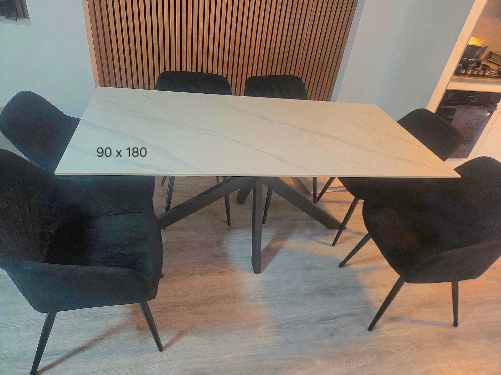 NIEUWSTAAT salontafels en eettafel met marmer + 6 stoelen!!, Huis en Inrichting, Ophalen, 50 tot 100 cm, Zo goed als nieuw, Vijf personen of meer