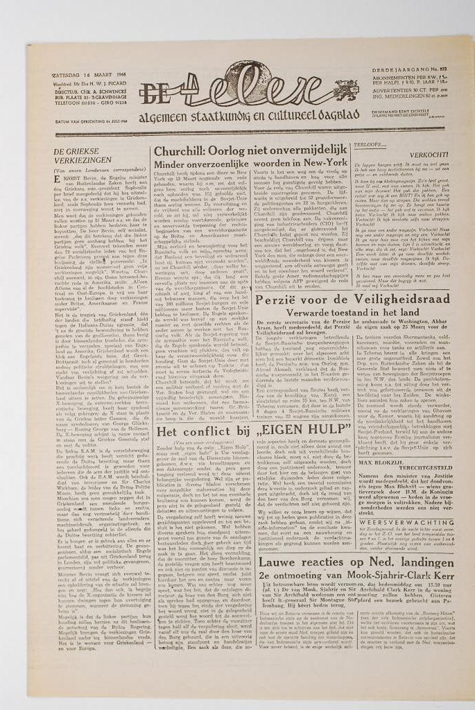 16 maart 1946 - Telex | Heruitgave 1994, Zo goed als nieuw, Verzenden, Amsterdam, Florence Uitgeverij