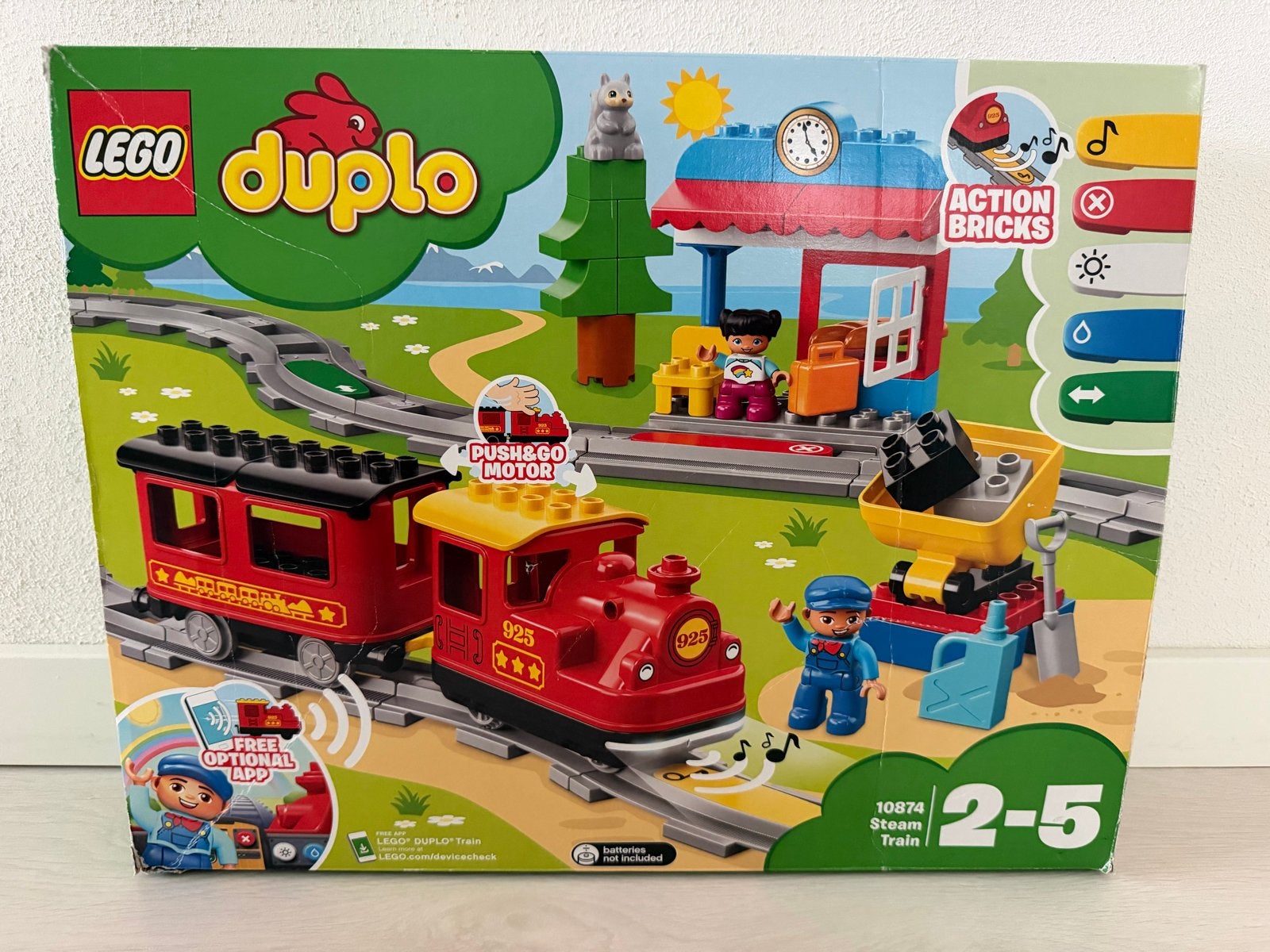 Lego Duplo Stoomtrein 10874 - Complete set met doos, Lego, Ophalen of Verzenden, Zo goed als nieuw, Compleet