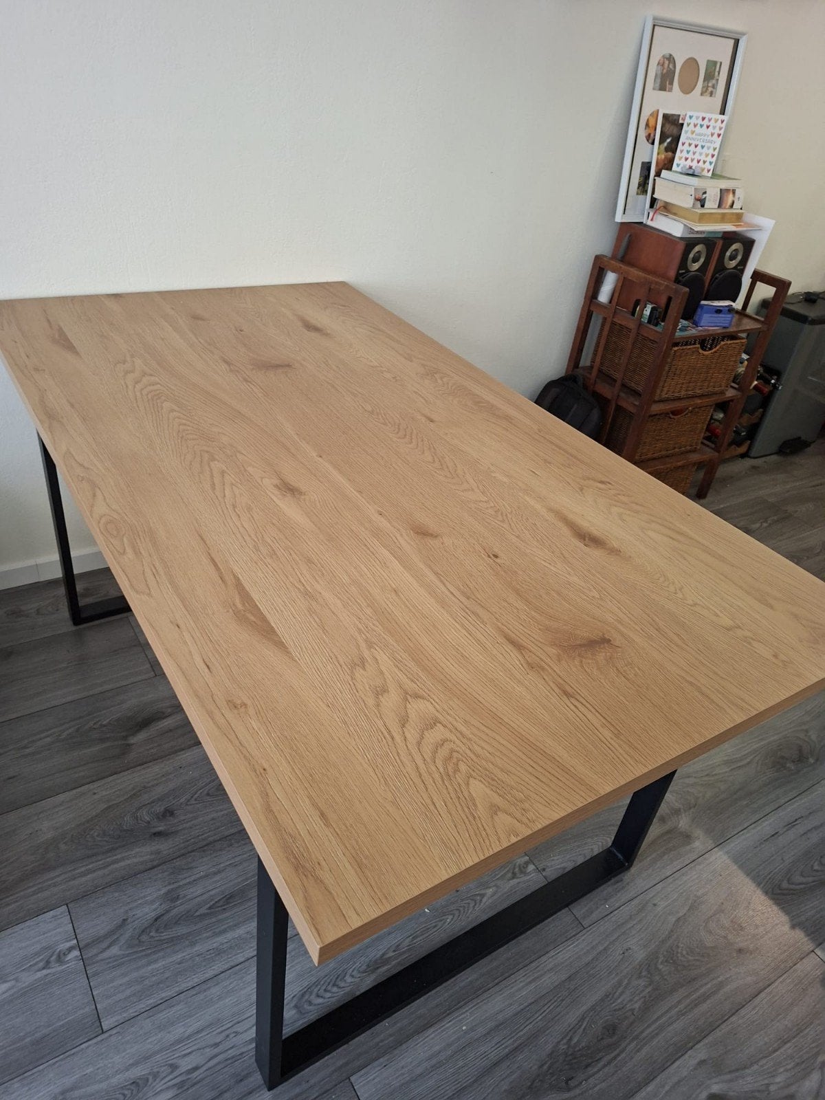 Goede eettafel met mooi blad, 160x90 cm, Ophalen, Eikenhout, 50 tot 100 cm, Zo goed als nieuw