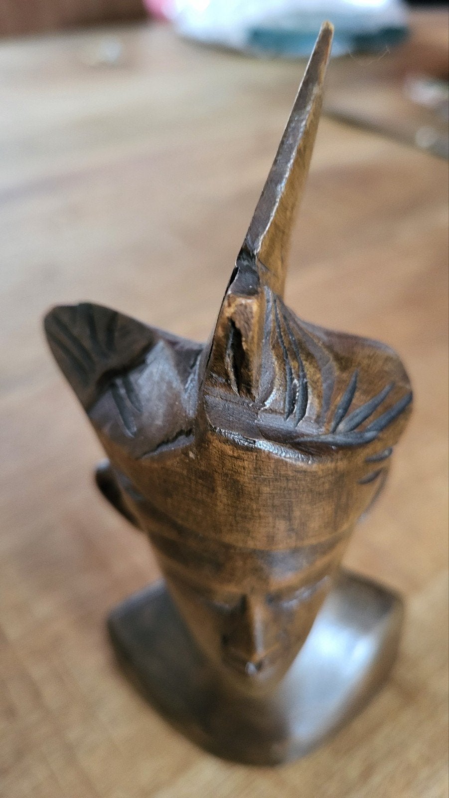 Houten Buste van een Man - Handgesneden Decoratie, Antiek en Kunst, Minder dan 20 cm, Buste, Ophalen of Verzenden, Handgemaakt