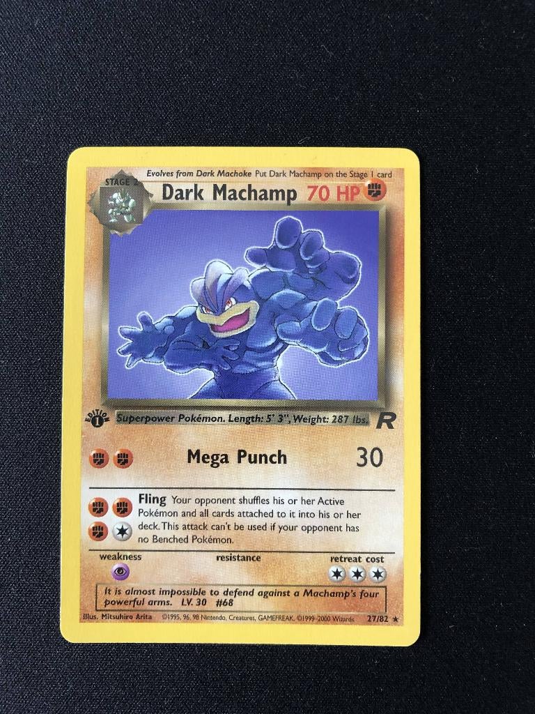 Dark machamp 1st edition non holo team rocket, Ophalen of Verzenden, Zo goed als nieuw, Losse kaart