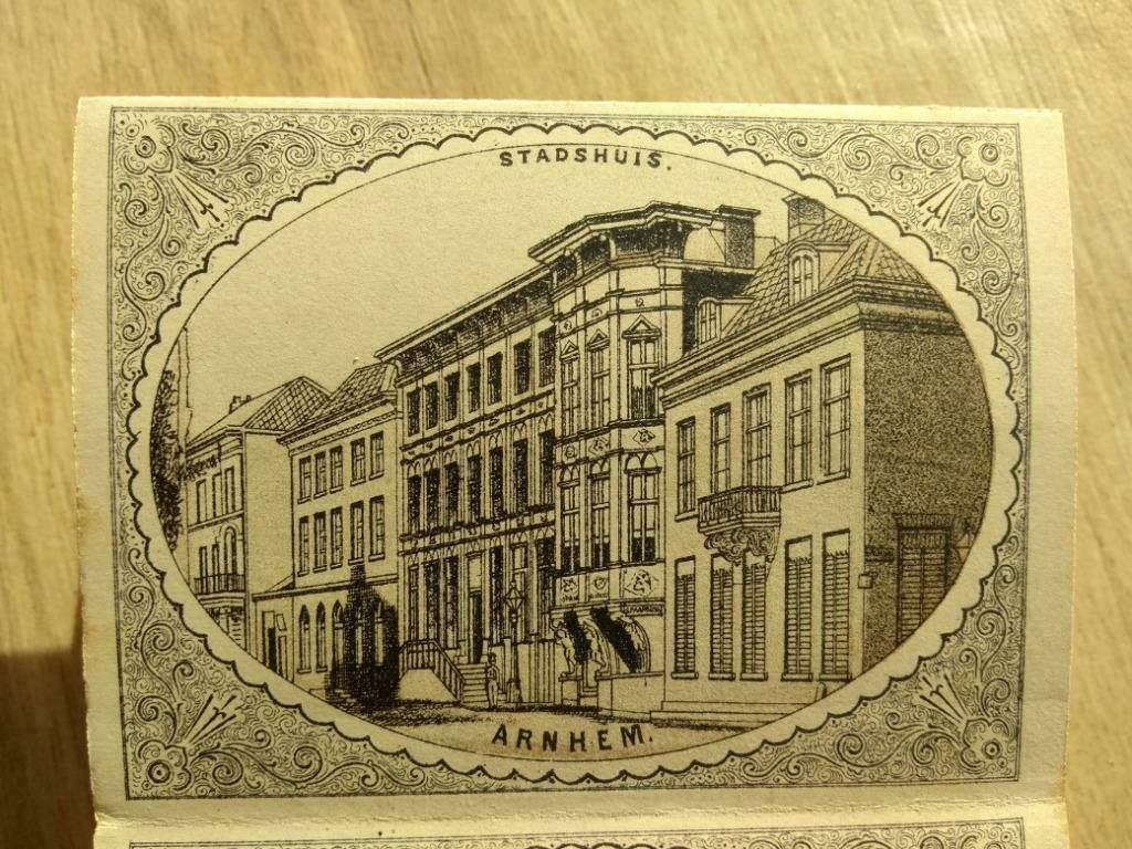 14 /  Arnhem Stadhuis kleine Litho 1875 zeldzaam, Ophalen of Verzenden