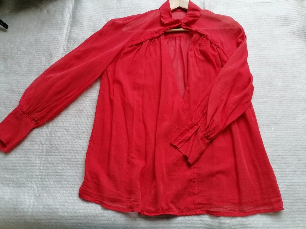 Rode hippie, Ibiza, gipsy, bohemian blouse, zomers, M, Kleding | Dames, Ophalen of Verzenden, Zo goed als nieuw, Maat 38/40 (M)