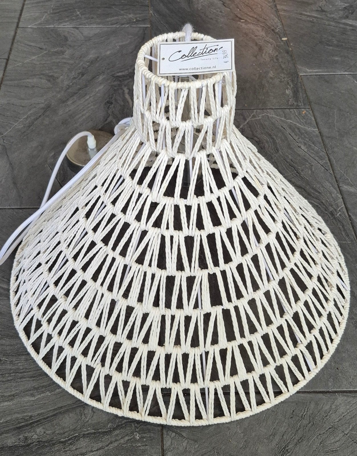 Witte macramé lampenkap - Nieuw, Ophalen, 25 tot 50 cm, Wit, Bohemian, Scandinavisch