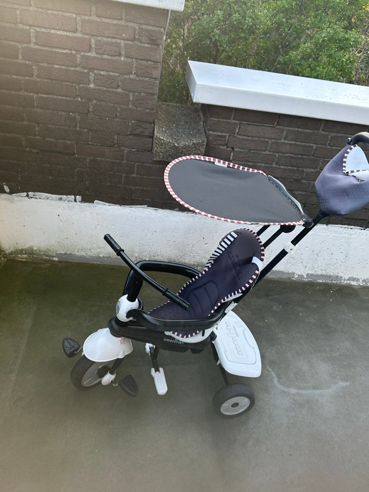 Smart Trike driewieler met duwstang en zonnescherm, Ophalen, Gebruikt, Terugtraprem, Duwstang