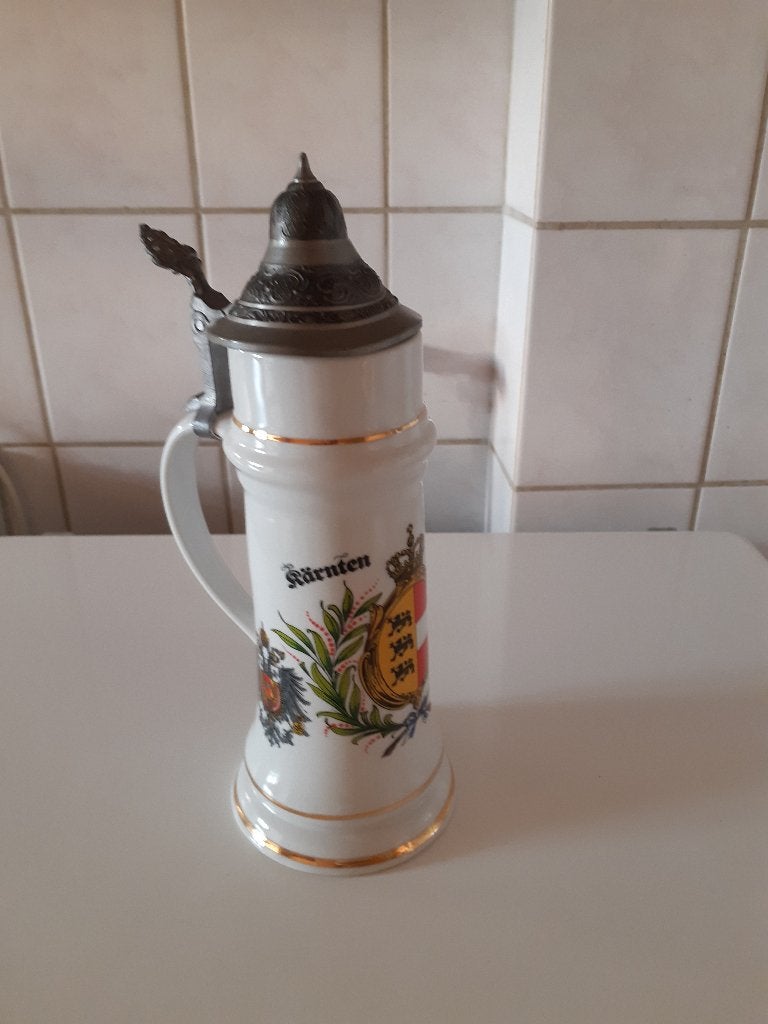 Vintage Bierpul Kärnten met tinnen deksel, Verzamelen, Biermerken, Ophalen of Verzenden, Zo goed als nieuw, Pul(len), Overige merken