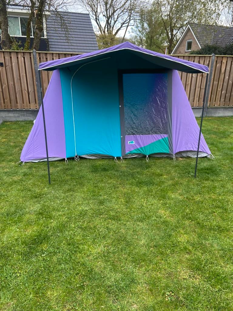 Z.g.a.n. 2/3 persoons vintage bungalowtent Vrijbuiter, Caravans en Kamperen, Tenten, tot en met 3, Zo goed als nieuw, Ophalen