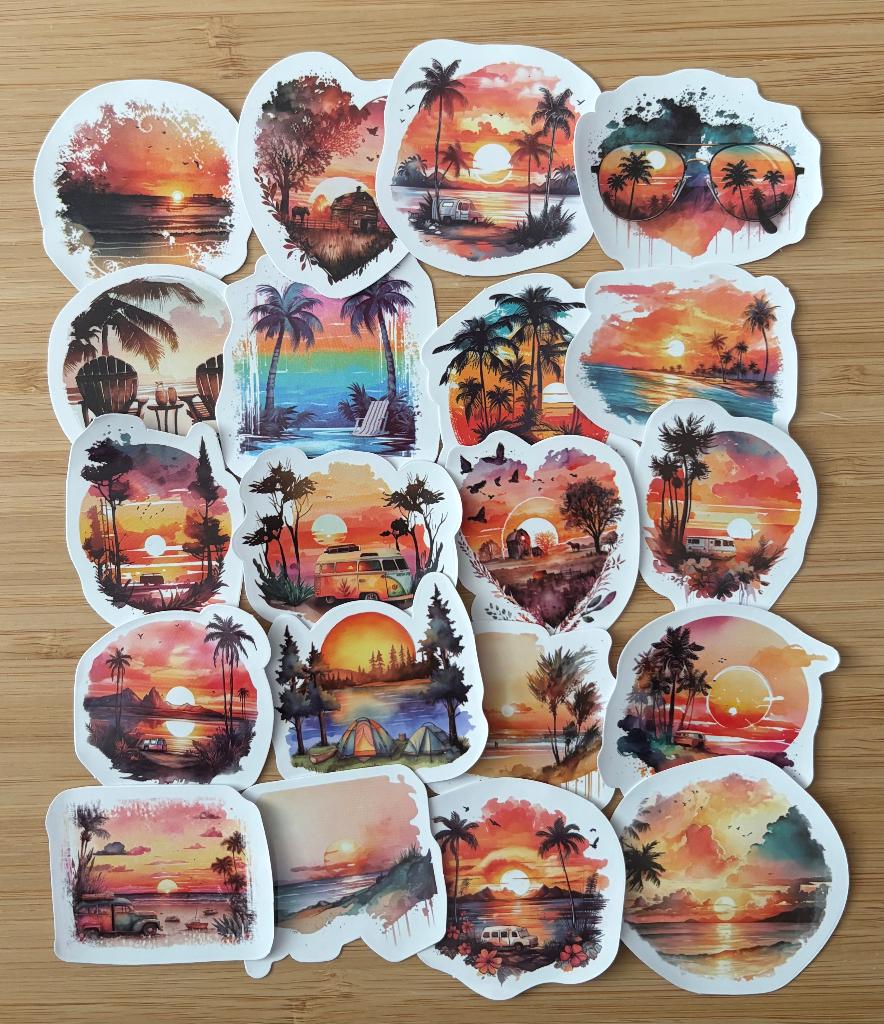 Sunset zonsondergang stickers, Verzenden, Nieuw, Meerdere stickers