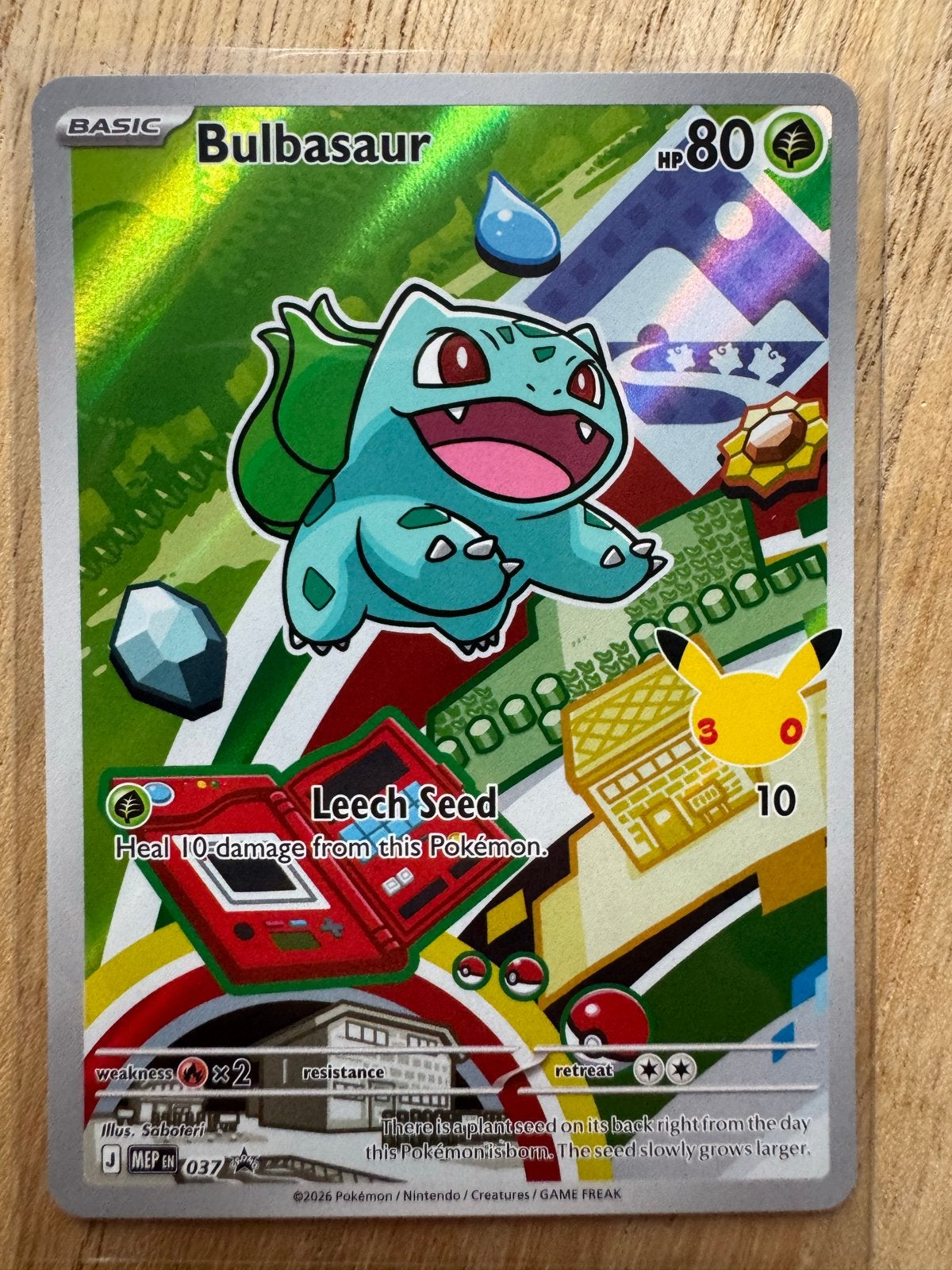 Bulbasaur Pokémon Kaart - MEP EN 037 - Zo goed als nieuw, Ophalen of Verzenden, Zo goed als nieuw, Losse kaart, Foil