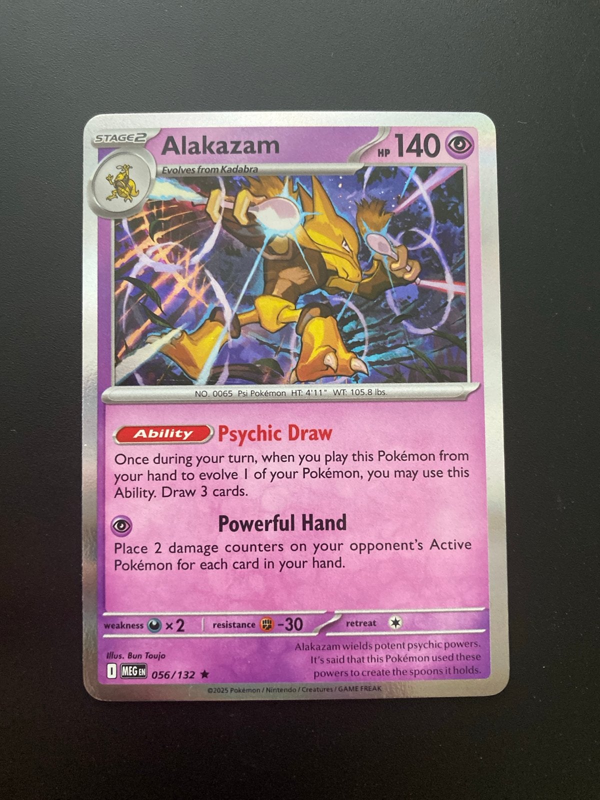 Alakazam 056/132 Rare Holo Mega Evolution, Ophalen of Verzenden, Zo goed als nieuw, Losse kaart, Foil