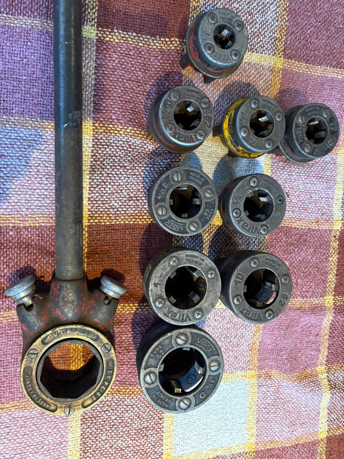 Virax draadsnijblokken 11/4”t/m 3/8”, Ophalen of Verzenden, Gebruikt