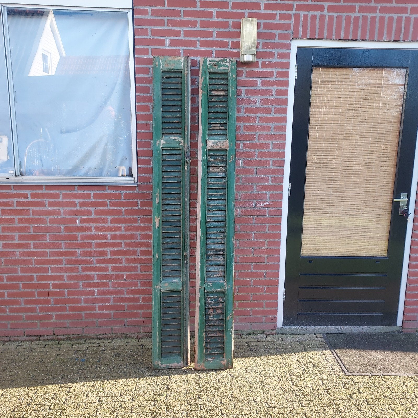Antieke groene houten luiken - set van 2, Ophalen