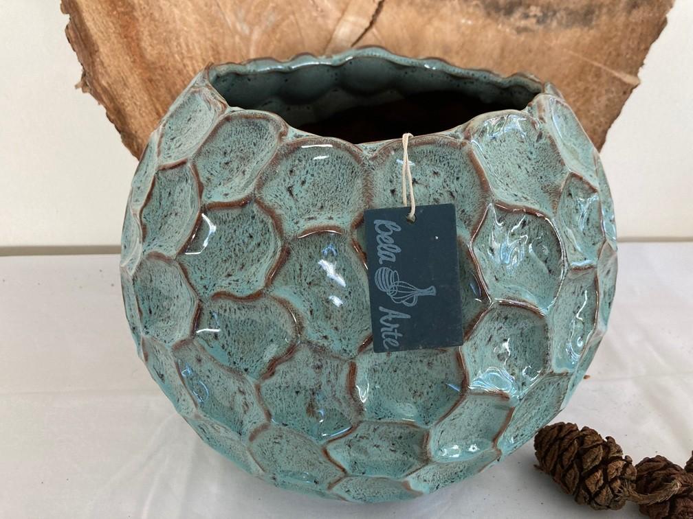 POT GEGLAZUURD GROEN KERAMIEK GROOT DIA 28 CM NIEUW, Tuin en Terras, Bloempotten, 25 tot 40 cm, Bela arte, -, -