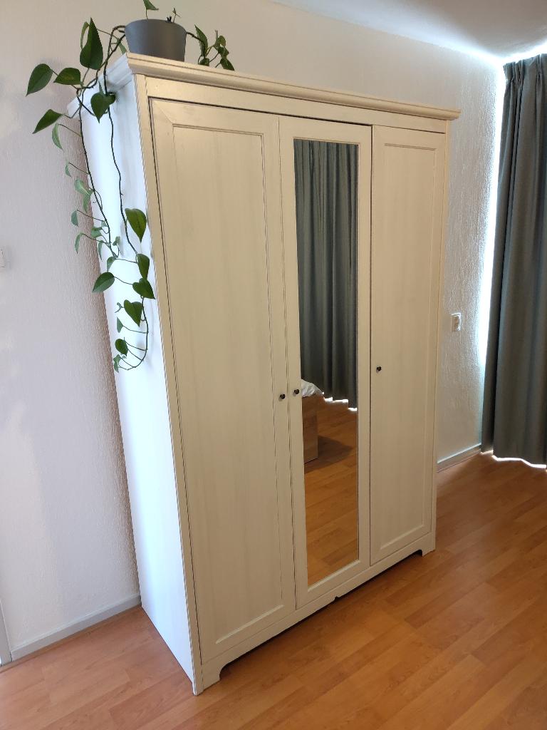 Ikea kast Aspelund wit met spiegel, Huis en Inrichting, Kasten | Kledingkasten, Ophalen, Met deur(en), Gebruikt, 100 tot 150 cm
