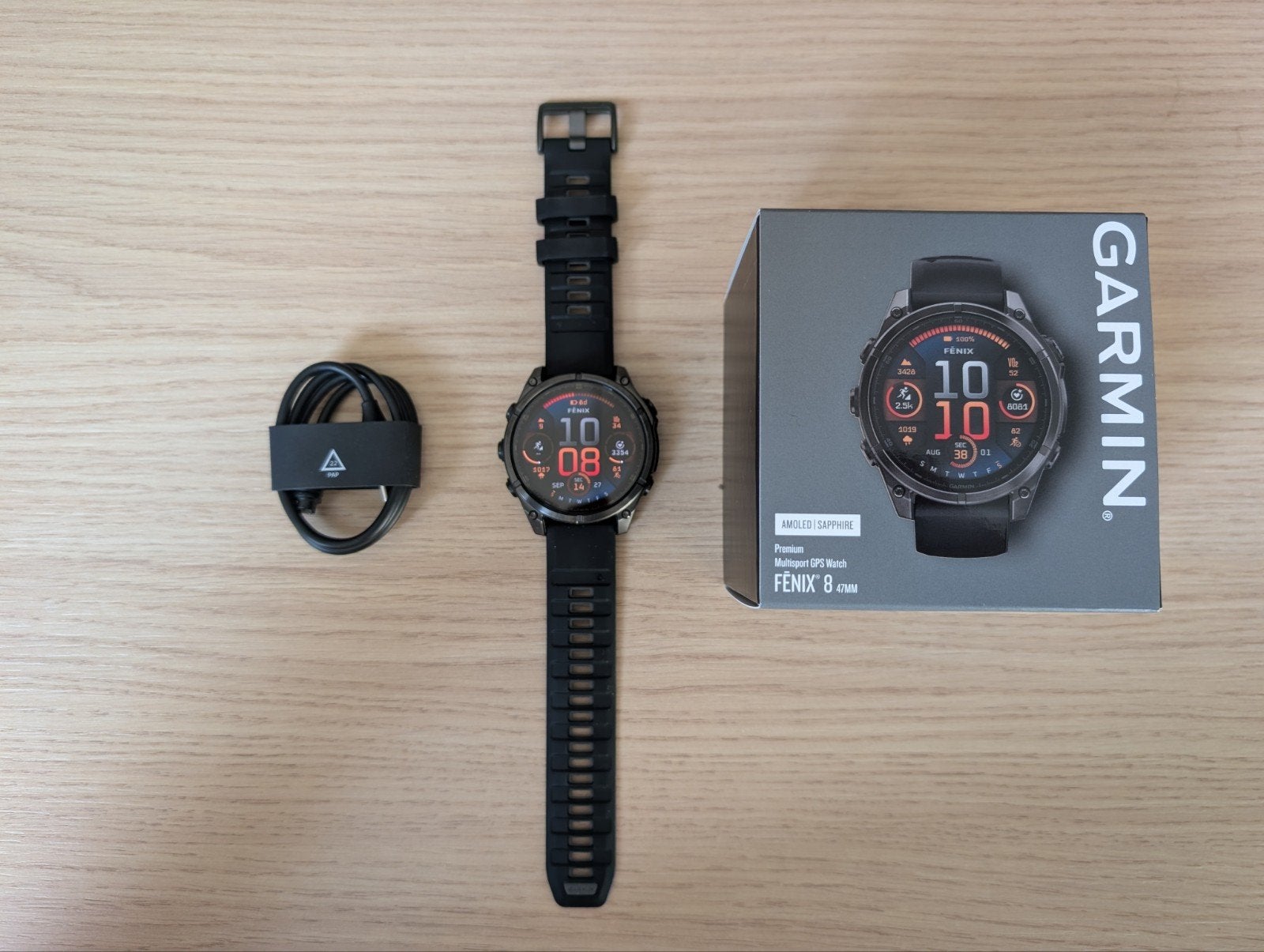 Garmin Fenix 8 47 mm - Met 2 jaar garantie, Sieraden, Tassen en Uiterlijk, Zwart, Ophalen of Verzenden, Zo goed als nieuw, Waterdicht