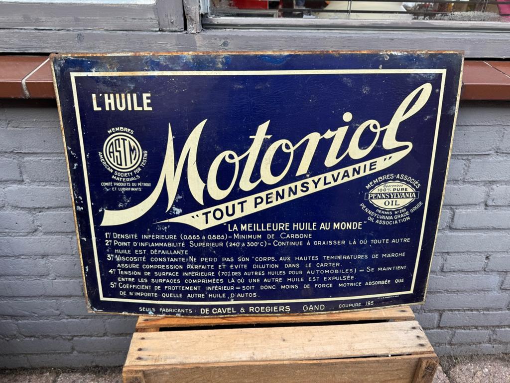 Vintage Motorol Reclamebord - Olie "Tout Pennsylvani, Reclamebord, Gebruikt, ., Ophalen of Verzenden