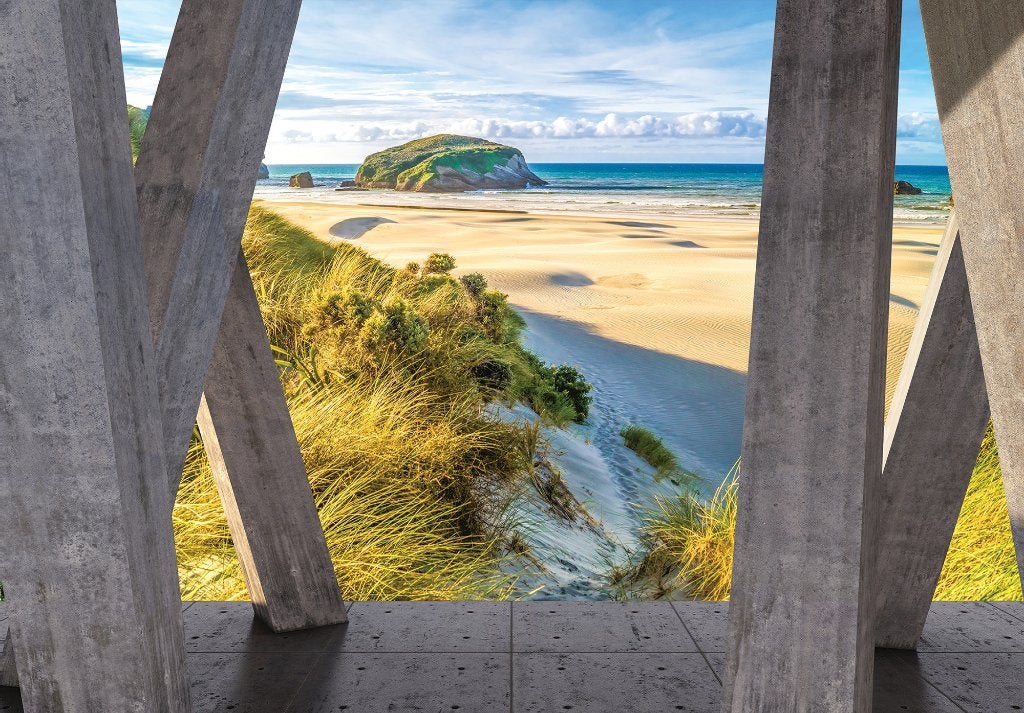 Strandzicht fotobehang 3D beton, Duinen, *Fotobehang4you, Verzenden, Fotobehang
