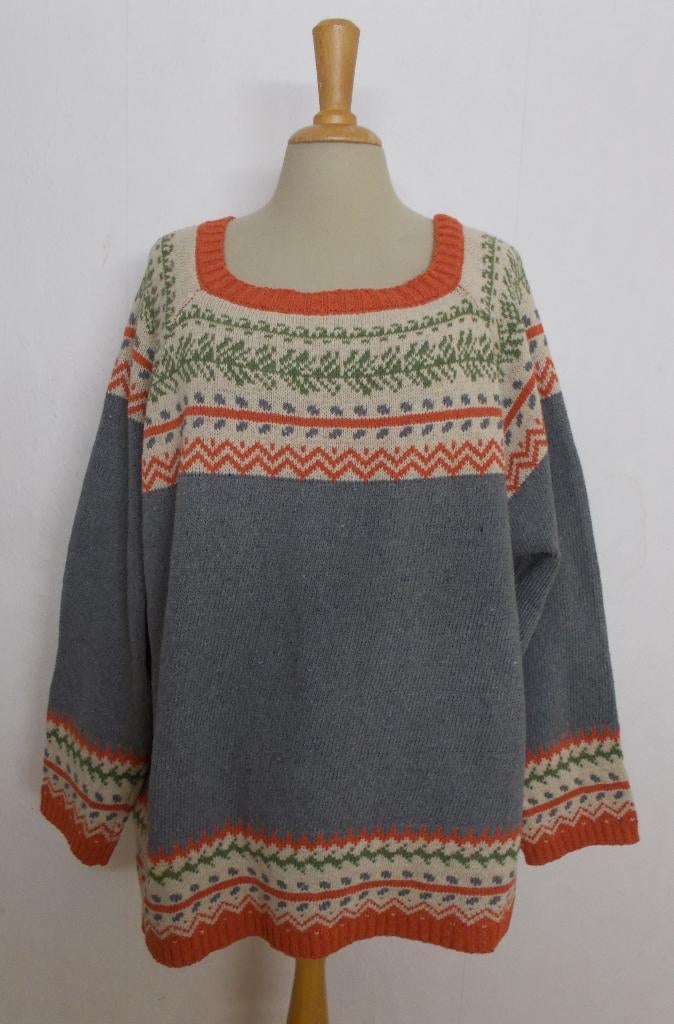 Noors/folklore look mooie trui! XXL, Verzenden, Zo goed als nieuw, Maat 46/48 (XL) of groter, Grijs