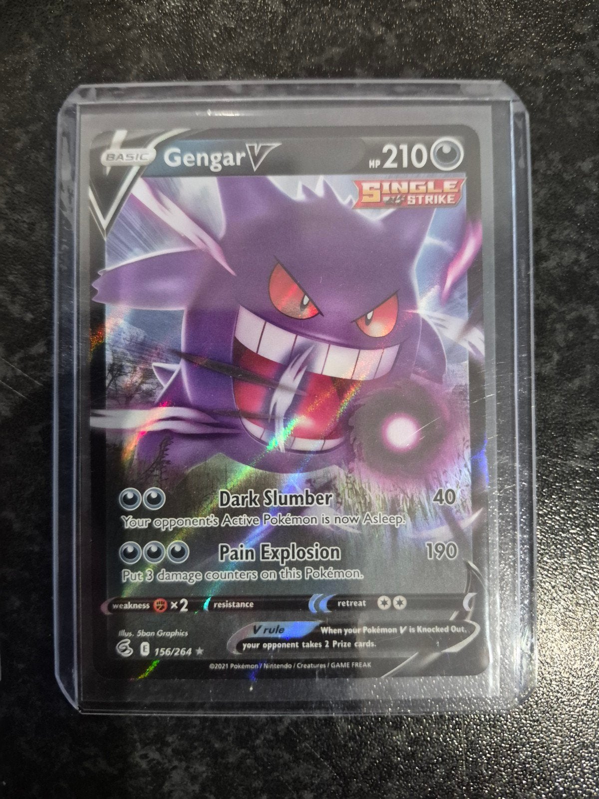 Gengar V 156/264 Pokémon kaart - Single Strike, Ophalen of Verzenden, Zo goed als nieuw, Losse kaart, Foil